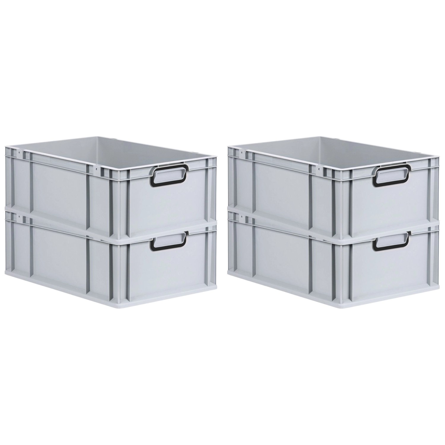 PROREGAL SuperSparSet 4x Eurobox Nextgen Color HxBxT 22x40x60cm 44 Liter Griffe Schwarz Geschlossen Grau Eurobehälter Transportbox Transportbehälter von PROREGAL