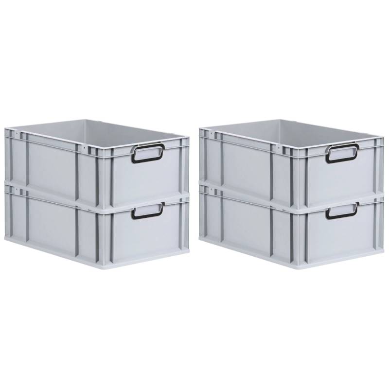 PROREGAL SuperSparSet 4x Eurobox Nextgen Color HxBxT 22x40x60cm 44 Liter Griffe Schwarz Geschlossen Grau Eurobehälter Transportbox Transportbehälter von PROREGAL