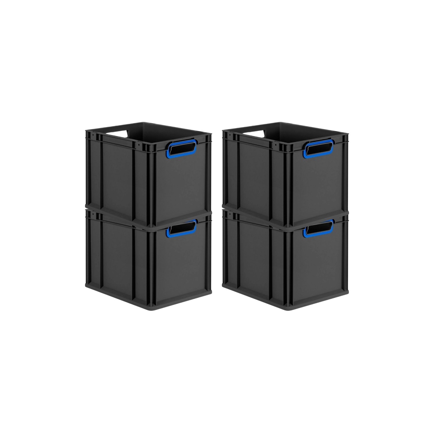 PROREGAL SuperSparSet 4x Eurobox Nextgen Color HxBxT 32x30x40cm 30 Liter Griffe Blau Offen Schwarz Eurobehälter Transportbox Transportbehälter von PROREGAL