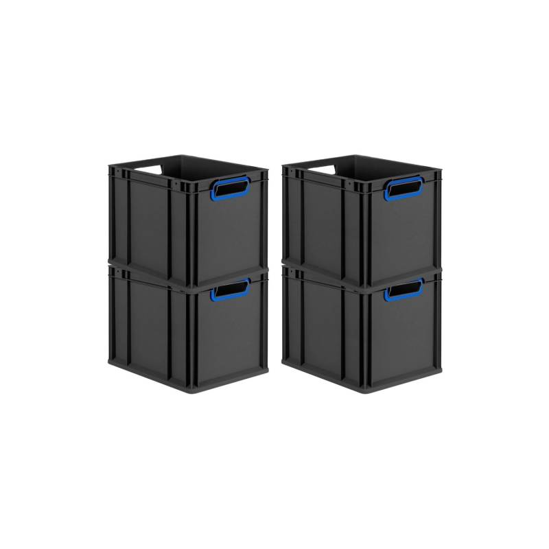 PROREGAL SuperSparSet 4x Eurobox Nextgen Color HxBxT 32x30x40cm 30 Liter Griffe Blau Offen Schwarz Eurobehälter Transportbox Transportbehälter von PROREGAL