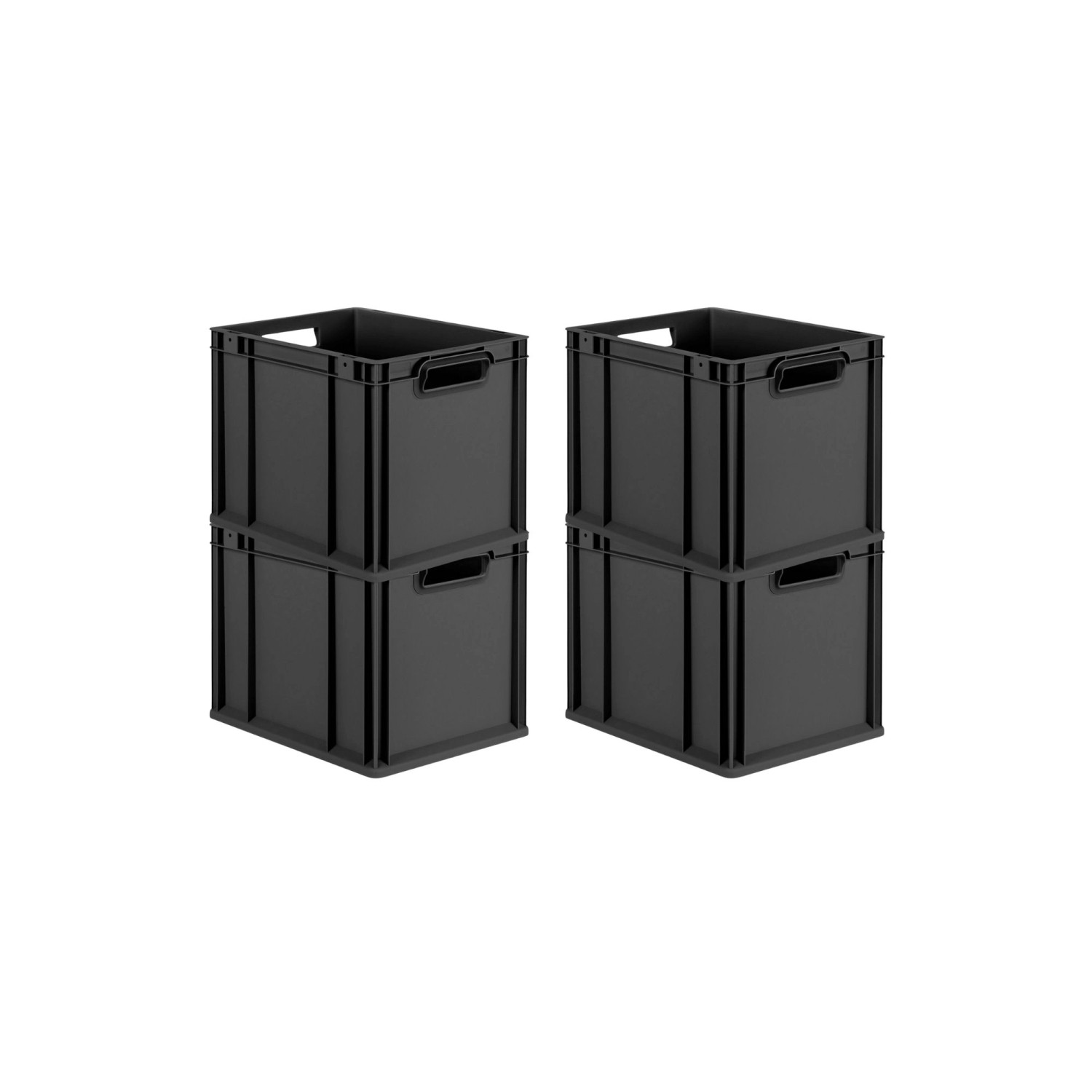 PROREGAL SuperSparSet 4x Eurobox Nextgen Grip HxBxT 32x30x40cm 30 Liter Griffe Offen Schwarz Eurobehälter Transportbox Transportbehälter von PROREGAL