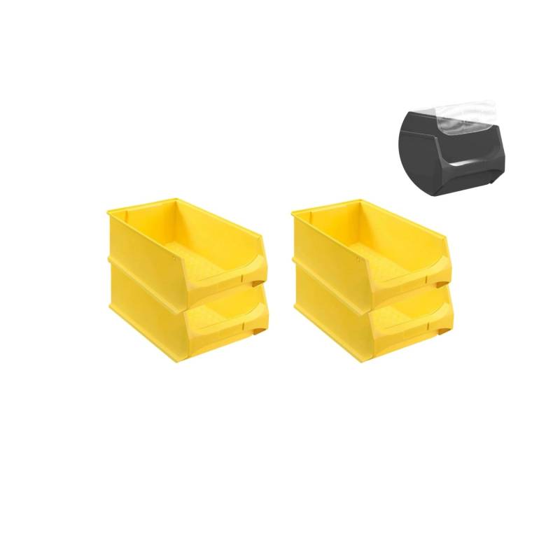 SuperSparSet 4 x Gelbe Sichtlagerbox 5.0 Mit Abdeckung HxBxT 20 x 30 x 50 cm 21,8 Liter Sichtlagerbehälter Sichtlagerkasten von PROREGAL