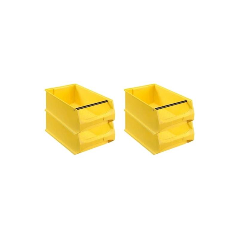 PROREGAL SuperSparSet 4x Gelbe Sichtlagerbox 5,1 mit Griffstange HxBxT 20 x 30 x 50 cm 21,8 Liter Sichtlagerbehälter von PROREGAL