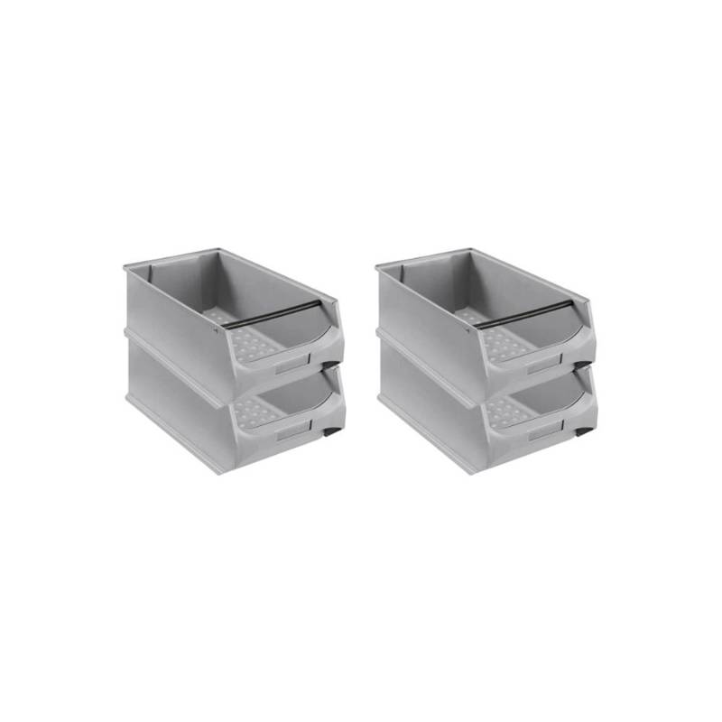 PROREGAL SuperSparSet 4x Graue Sichtlagerbox 5,1 mit Griffstange HxBxT 20 x 30 x 50 cm 21,8 Liter Sichtlagerbehälter von PROREGAL