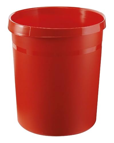 PROREGAL SuperSparSet 4x Klassischer runder Papierkorb aus Kunststoff | 18 Liter | HxØ 35x31,2cm | Rot von PROREGAL