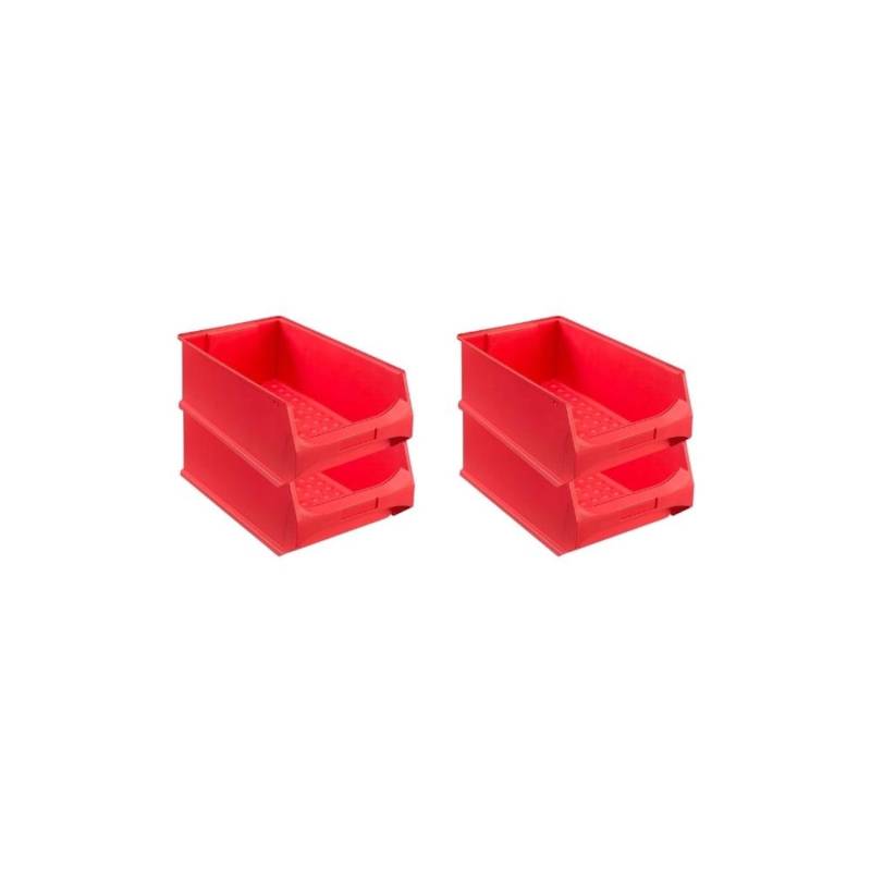 PROREGAL SuperSparSet 4x Rote Sichtlagerbox 5,0 HxBxT 20 x 30 x 50 cm 21,8 Liter Sichtlagerbehälter von PROREGAL