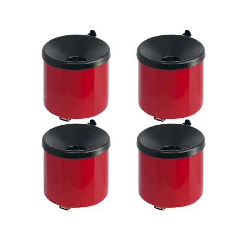 PROREGAL SuperSparSet 4x Runder feuerlöschender Wandaschenbecher | 2 Liter | HxØ 16x16cm | Metal | Rot mit schwarzem Decker von PROREGAL