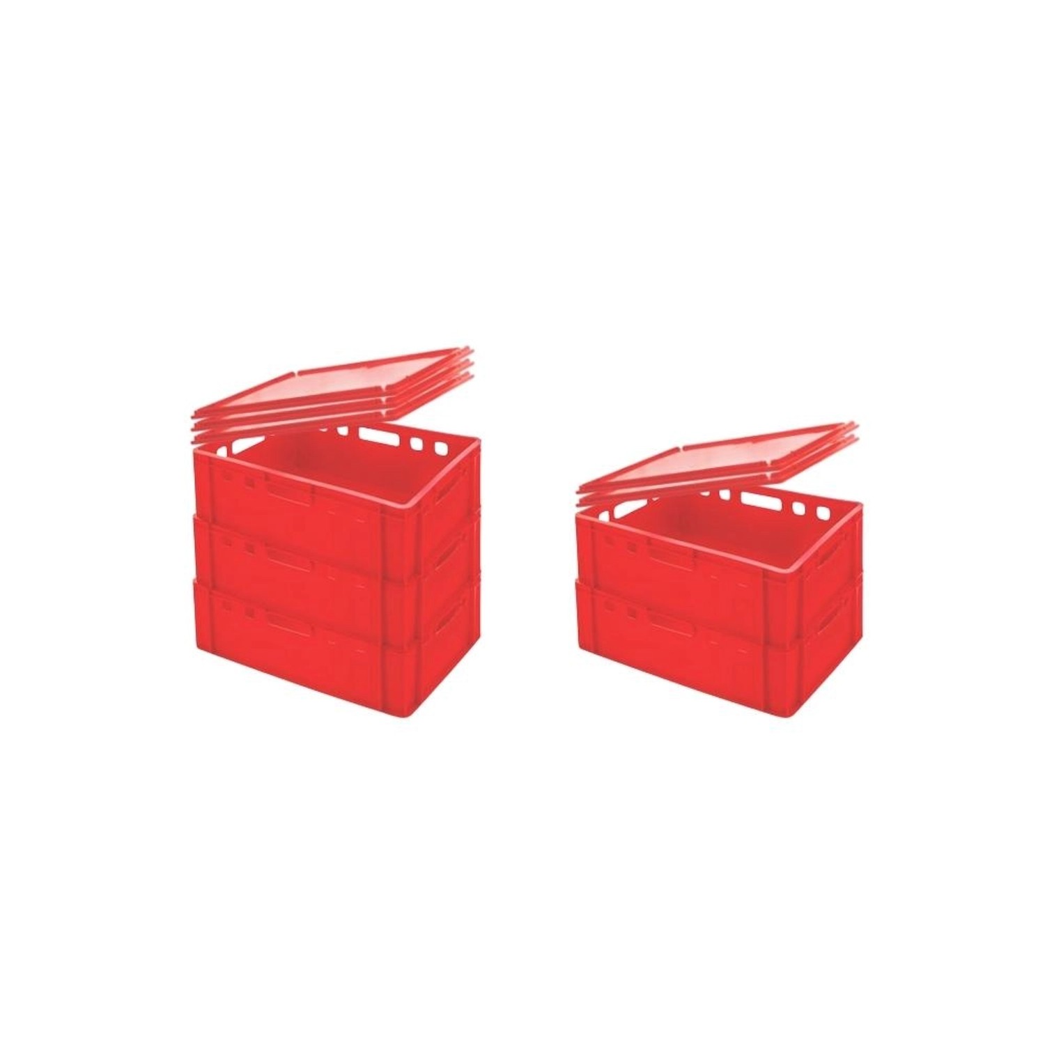 PROREGAL SuperSparSet 5x Eurobehälter Fleischerkasten E2 mit Auflagedeckel HxBxT 20 x 40 x 60 cm 41 Liter Rot Fleischerkiste Fleischkiste von PROREGAL