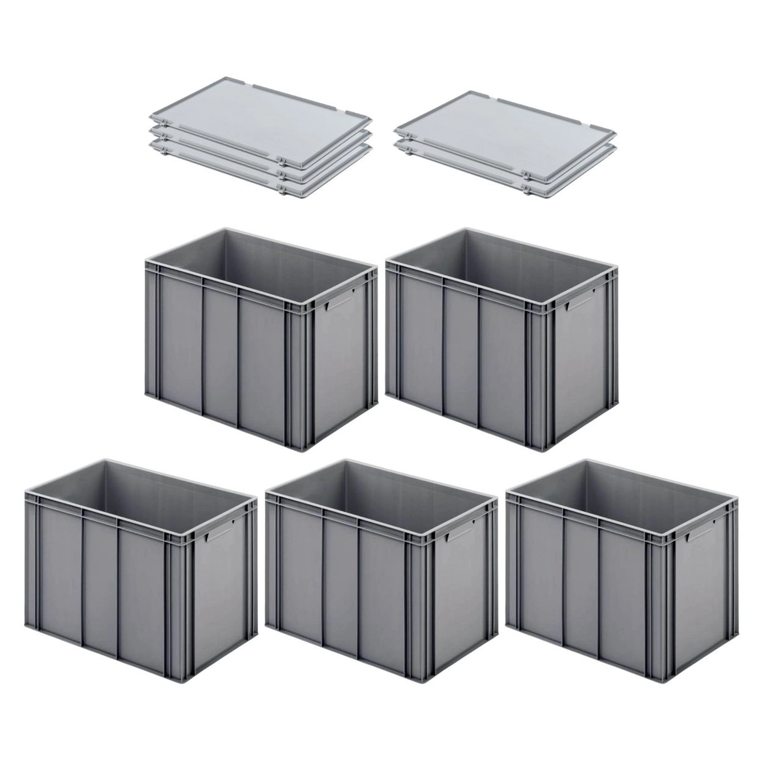 PROREGAL SuperSparSet 5x Eurobehälter mit Geschlossenem Griff und Scharnierdeckel HxBxT 42 x 40 x 60 cm 70 Liter Grau Eurobox Transportbox PROREGAL SuperSparSet 5x Eurobehälter mit Geschlossenem Griff und Scharnierdeckel HxBxT 42 x 40 x 60 cm 70 Liter Grau Eurobox Transportbox von PROREGAL