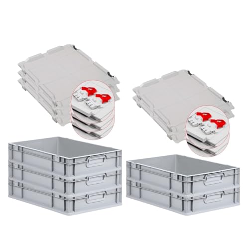 PROREGAL SuperSparSet 5x Eurobox NextGen Economy mit Scharnierdeckel & roten Verschlüssen | Griffe geschlossen | HxBxT 12x40x60cm | 23 Liter | Eurobehälter Transportbox Transportbehälter PROREGAL SuperSparSet 5x Eurobox NextGen Economy mit Scharnierdeckel & roten Verschlüssen | Griffe geschlossen | HxBxT 12x40x60cm | 23 Liter | Eurobehälter Transportbox Transportbehälter von PROREGAL