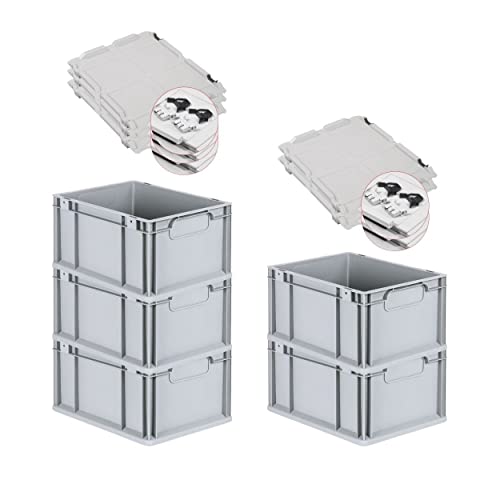 PROREGAL SuperSparSet 5x Eurobox NextGen Economy mit Scharnierdeckel & schwarzen Verschlüssen | Griffe geschlossen | HxBxT 22x30x40cm | 20 Liter | Eurobehälter Transportbox Transportbehälter PROREGAL SuperSparSet 5x Eurobox NextGen Economy mit Scharnierdeckel & schwarzen Verschlüssen | Griffe geschlossen | HxBxT 22x30x40cm | 20 Liter | Eurobehälter Transportbox Transportbehälter von PROREGAL