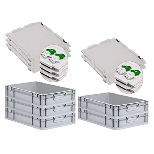 PROREGAL SuperSparSet 5x Eurobox NextGen Grip mit Scharnierdeckel und grünen Schiebeschnappverschlüssen, HxBxT 12x40x60cm, 23 L, Grau, Griffe geschlossen, Eurobehälter, Transportbox PROREGAL SuperSparSet 5x Eurobox NextGen Grip mit Scharnierdeckel und grünen Schiebeschnappverschlüssen, HxBxT 12x40x60cm, 23 L, Grau, Griffe geschlossen, Eurobehälter, Transportbox von PROREGAL