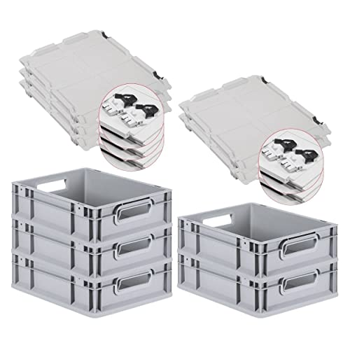 PROREGAL SuperSparSet 5x Eurobox NextGen Grip mit Deckel & schwarzen Verschlüssen | HxBxT 12x30x40cm | 11 Liter | Griffe offen | Glatter Boden | Eurobehälter Transportbox Transportbehälter PROREGAL SuperSparSet 5x Eurobox NextGen Grip mit Deckel & schwarzen Verschlüssen | HxBxT 12x30x40cm | 11 Liter | Griffe offen | Glatter Boden | Eurobehälter Transportbox Transportbehälter von PROREGAL