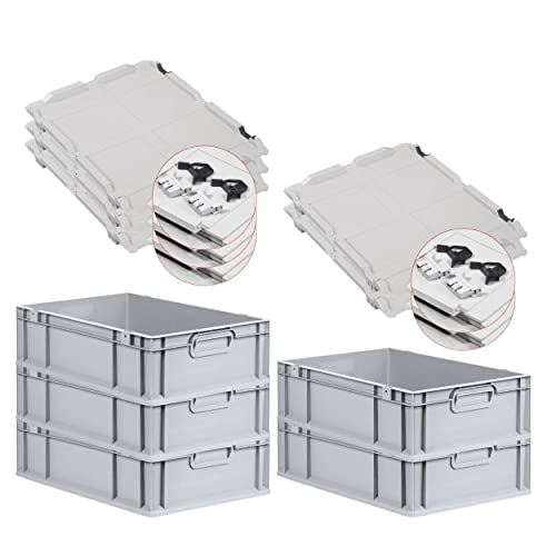 PROREGAL SuperSparSet 5x Eurobox NextGen Grip mit Scharnierdeckel und schwarzen Schiebeschnappverschlüssen, HxBxT 17x40x60cm, 34 L, Grau, Griffe geschlossen, Eurobehälter, Transportbox PROREGAL SuperSparSet 5x Eurobox NextGen Grip mit Scharnierdeckel und schwarzen Schiebeschnappverschlüssen, HxBxT 17x40x60cm, 34 L, Grau, Griffe geschlossen, Eurobehälter, Transportbox von PROREGAL