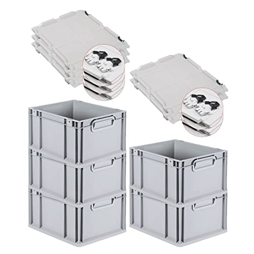 PROREGAL SuperSparSet 5x Eurobox NextGen Grip mit Deckel & schwarzen Verschlüssen | HxBxT 22x30x40cm | 20 Liter | Griffe geschlossen | Glatter Boden | Eurobehälter Transportbox Transportbehälter PROREGAL SuperSparSet 5x Eurobox NextGen Grip mit Deckel & schwarzen Verschlüssen | HxBxT 22x30x40cm | 20 Liter | Griffe geschlossen | Glatter Boden | Eurobehälter Transportbox Transportbehälter von PROREGAL