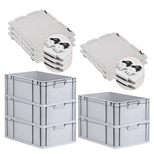 PROREGAL SuperSparSet 5x Eurobox NextGen Grip mit Deckel & schwarzen Verschlüssen | HxBxT 22x40x60cm | 44 Liter | Griffe geschlossen | Verstärkter Boden | Eurobehälter Transportbox Transportbehälter PROREGAL SuperSparSet 5x Eurobox NextGen Grip mit Deckel & schwarzen Verschlüssen | HxBxT 22x40x60cm | 44 Liter | Griffe geschlossen | Verstärkter Boden | Eurobehälter Transportbox Transportbehälter von PROREGAL