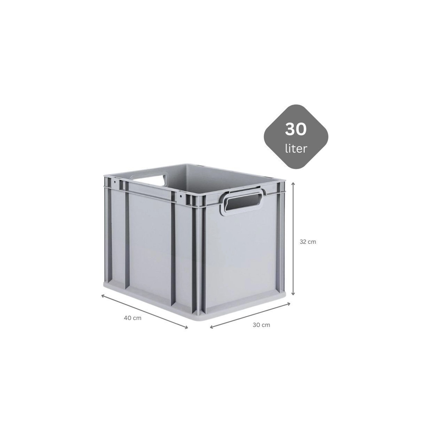 PROREGAL SuperSparSet 5x Eurobox NextGen Grip mit Scharnierdeckel und Grünen Schiebeschnappverschlüssen HxBxT 32 x 30 x 40 cm 30 Liter Griffe von PROREGAL