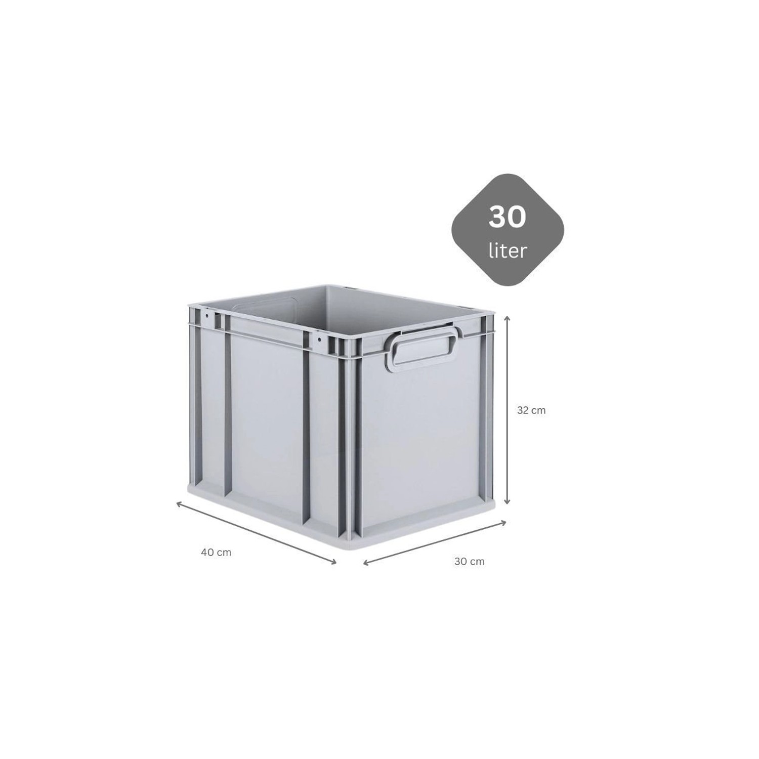 PROREGAL SuperSparSet 5x Eurobox NextGen Grip mit Scharnierdeckel und Grünen Schiebeschnappverschlüssen HxBxT 32 x 30 x 40 cm 30 Liter von PROREGAL