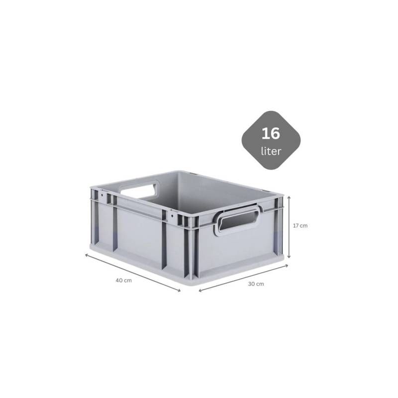 PROREGAL SuperSparSet 5x Eurobox NextGen Grip mit Scharnierdeckel und Schwarzen Schiebeschnappverschlüssen HxBxT 17 x 30 x 40 cm 16 Liter Griffe von PROREGAL