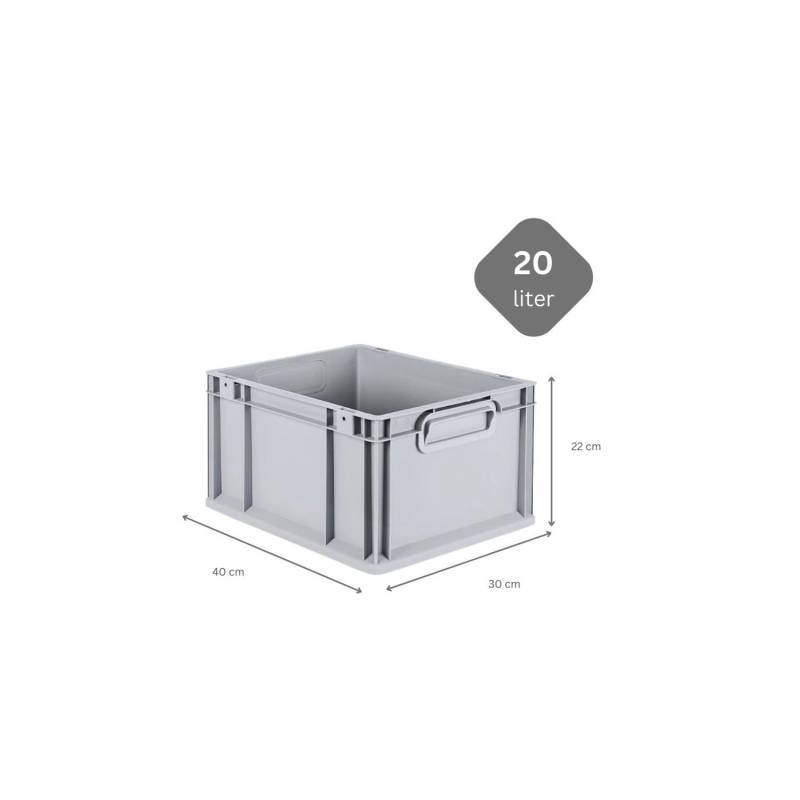 PROREGAL SuperSparSet 5x Eurobox NextGen Grip mit Scharnierdeckel und Schwarzen Schiebeschnappverschlüssen HxBxT 22 x 30 x 40 cm 20 Liter von PROREGAL