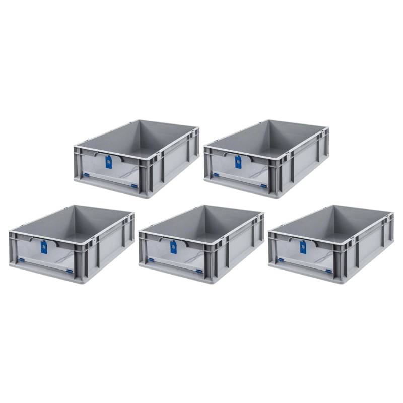 PROREGAL SuperSparSet 5x Eurobox NextGen Insight Cover HxBxT 17 x 40 x 60 34 Liter Niedrig/Blau Eurobehälter Transportbox von PROREGAL