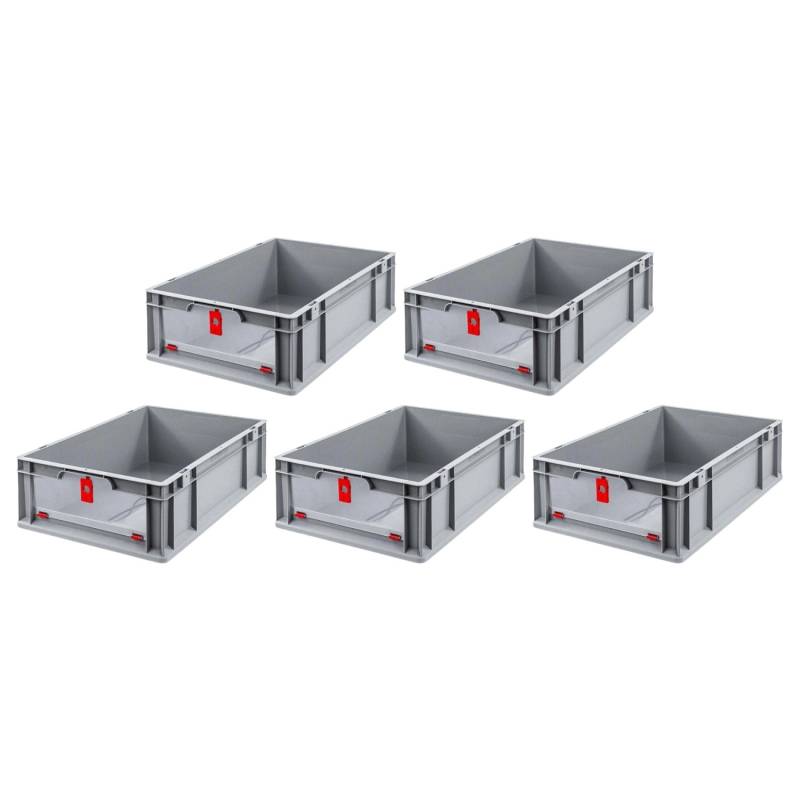 PROREGAL SuperSparSet 5x Eurobox NextGen Insight Cover HxBxT 17 x 40 x 60 34 Liter Niedrig/Rot Eurobehälter Transportbox von PROREGAL