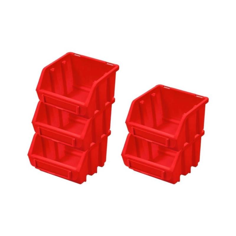 PROREGAL SuperSparSet 5x Sichtlagerbox 1 HxBxT 7,5 x 11,6 x 11,2 cm Polypropylen Rot von PROREGAL