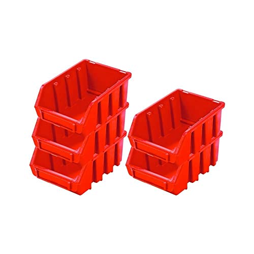 PROREGAL SuperSparSet 5x Sichtlagerbox 2 | HxBxT 7,5x11,6x16,1cm | Rot | Sichtlagerbehälter Sichtlagerkasten Sichtlagerkastensortiment Sortierbehälter Stapelbehälter von PROREGAL