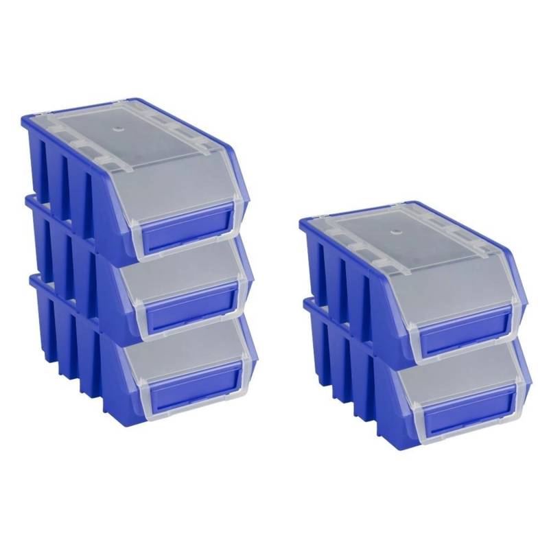PROREGAL SuperSparSet 5x Sichtlagerbox 2 mit Deckel HxBxT 7,5 x 11,6 x 16,1 cm Polypropylen Blau von PROREGAL