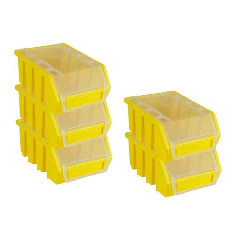 PROREGAL SuperSparSet 5x Sichtlagerbox 2 mit Deckel HxBxT 7,5 x 11,6 x 16,1 cm Polypropylen Gelb von PROREGAL
