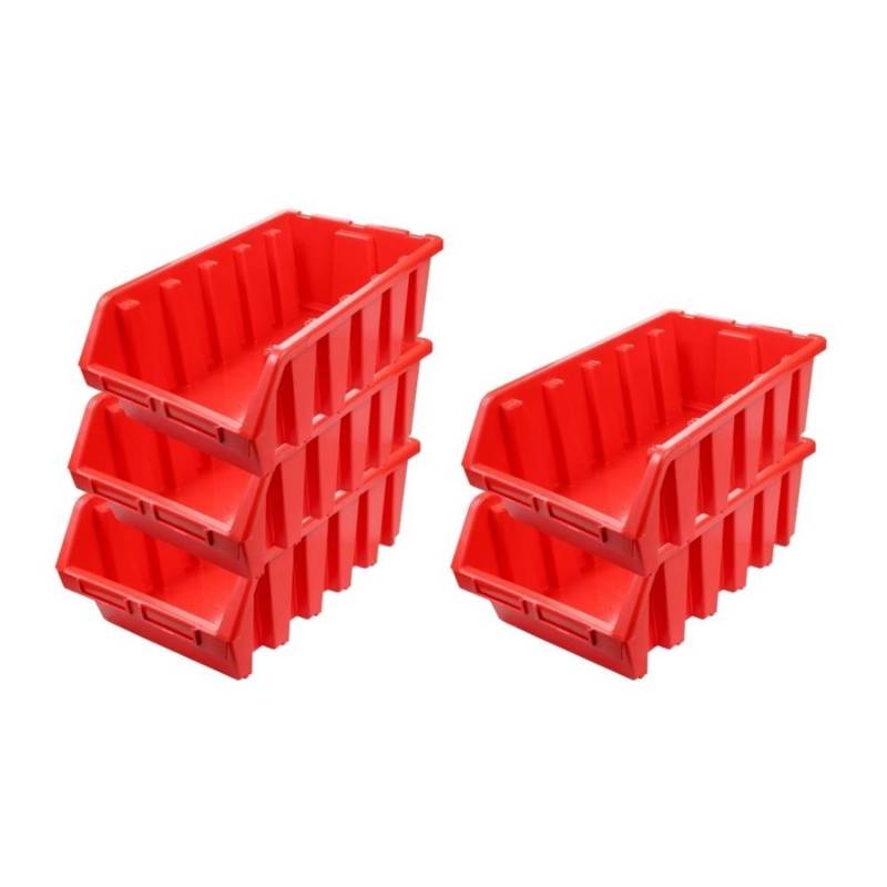 PROREGAL SuperSparSet 5x Sichtlagerbox 5 HxBxT 18,7 x 33,3 x 50 cm Polypropylen Rot von PROREGAL