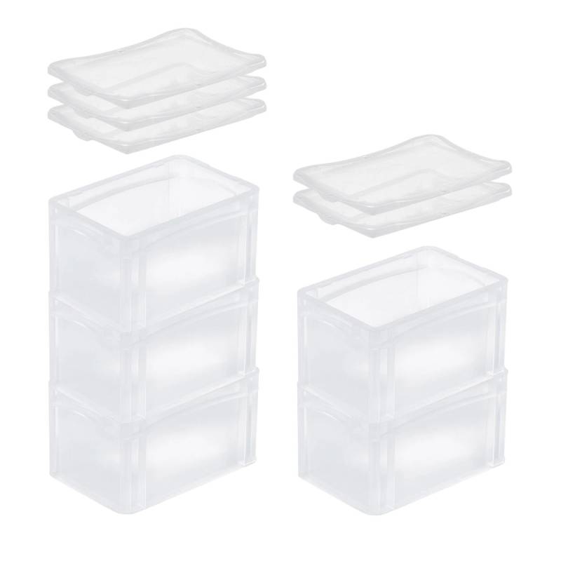 SuperSparSet 5 x Transparenter Eurobehälter BasicLine Mit Geschlossenem Griff und Klickdeckel HxBxT 17 x 20 x 30 cm 7,2 Liter Eurobox von PROREGAL