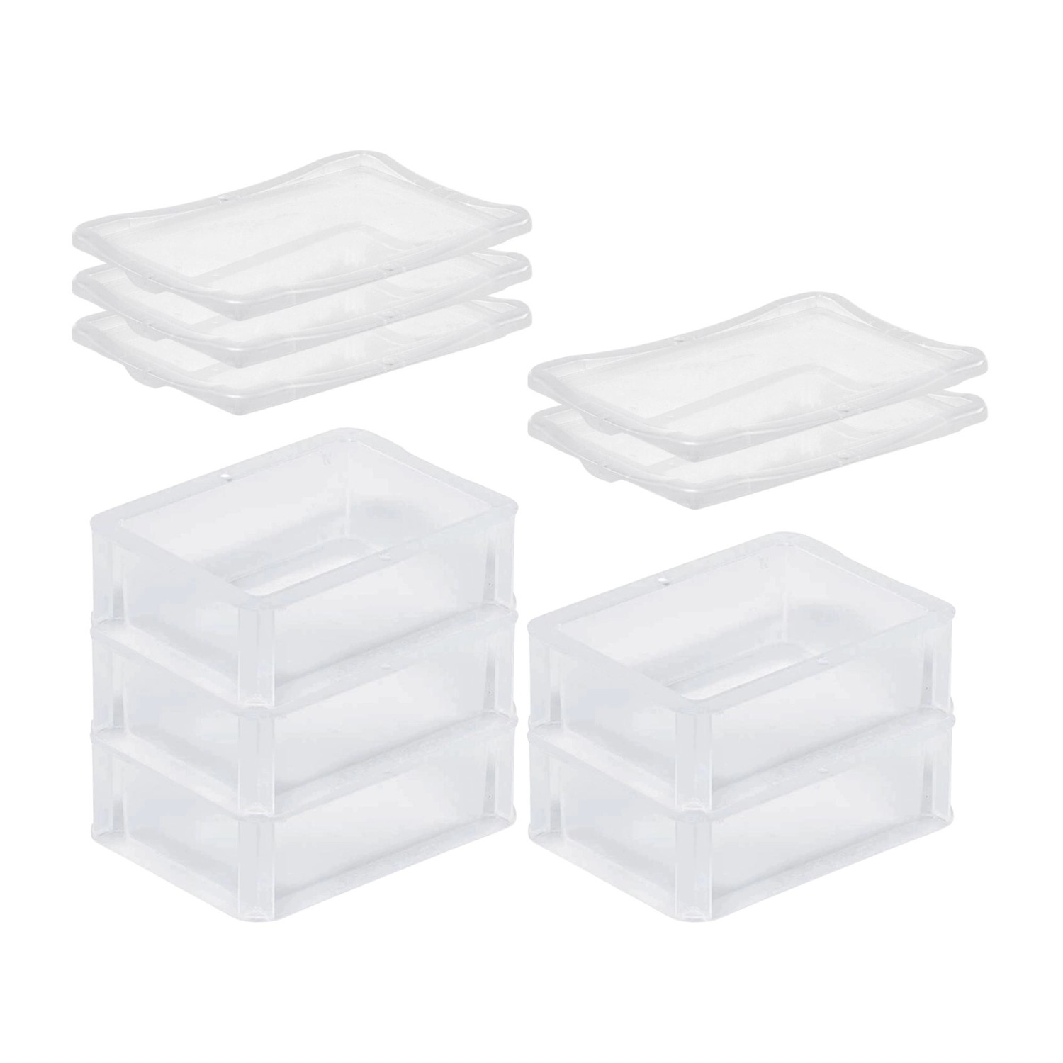 SuperSparSet 5 x Transparenter Eurobehälter BasicLine Mit Geschlossenem Griff und Klickdeckel HxBxT 7 x 15 x 20 cm 1,3 Liter Eurobox von PROREGAL