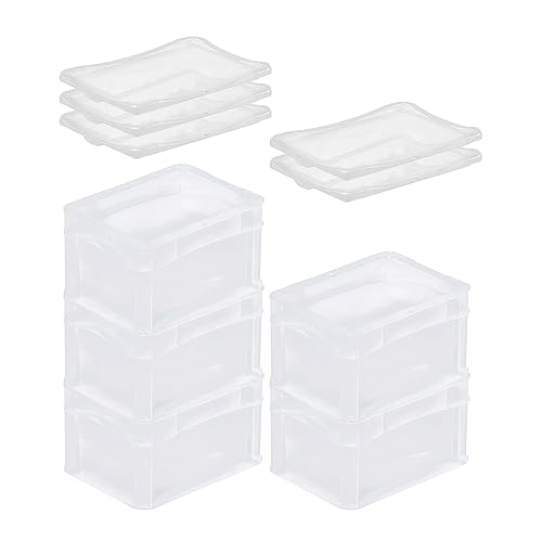 PROREGAL SuperSparSet 5x Transparenter Eurobehälter BasicLine mit geschlossenem Griff & Klickdeckel | HxBxT 12x15x20cm | 2,2 Liter | Eurobox Transportbox Transportbehälter Stapelbehälter von PROREGAL