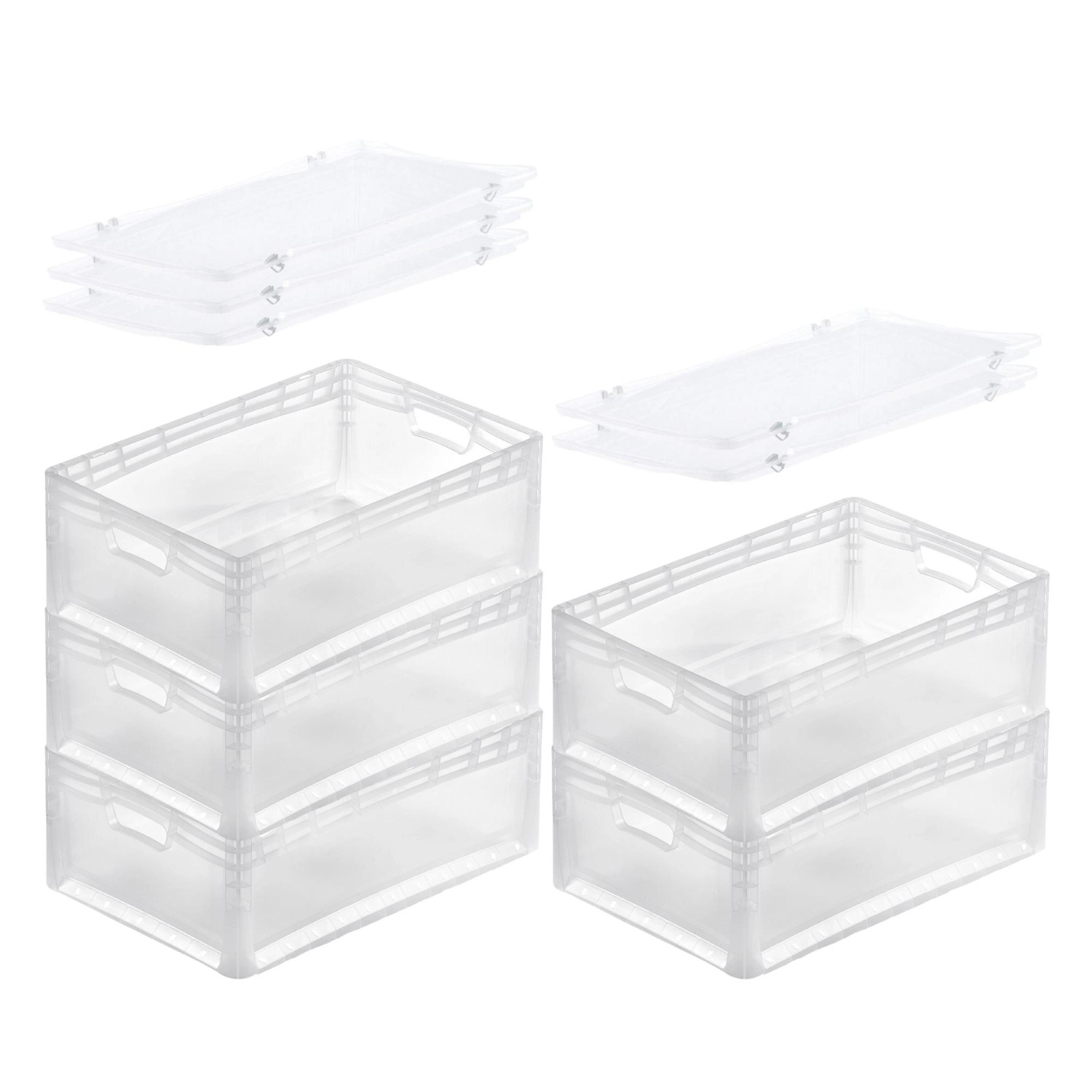PROREGAL SuperSparSet 5x Transparenter Eurobehälter LightLine mit Offenem Griff und Auflagedeckel HxBxT22 x 40 x 60 cm 46 Liter Eurobox PROREGAL SuperSparSet 5x Transparenter Eurobehälter LightLine mit Offenem Griff und Auflagedeckel HxBxT22 x 40 x 60 cm 46 Liter Eurobox von PROREGAL