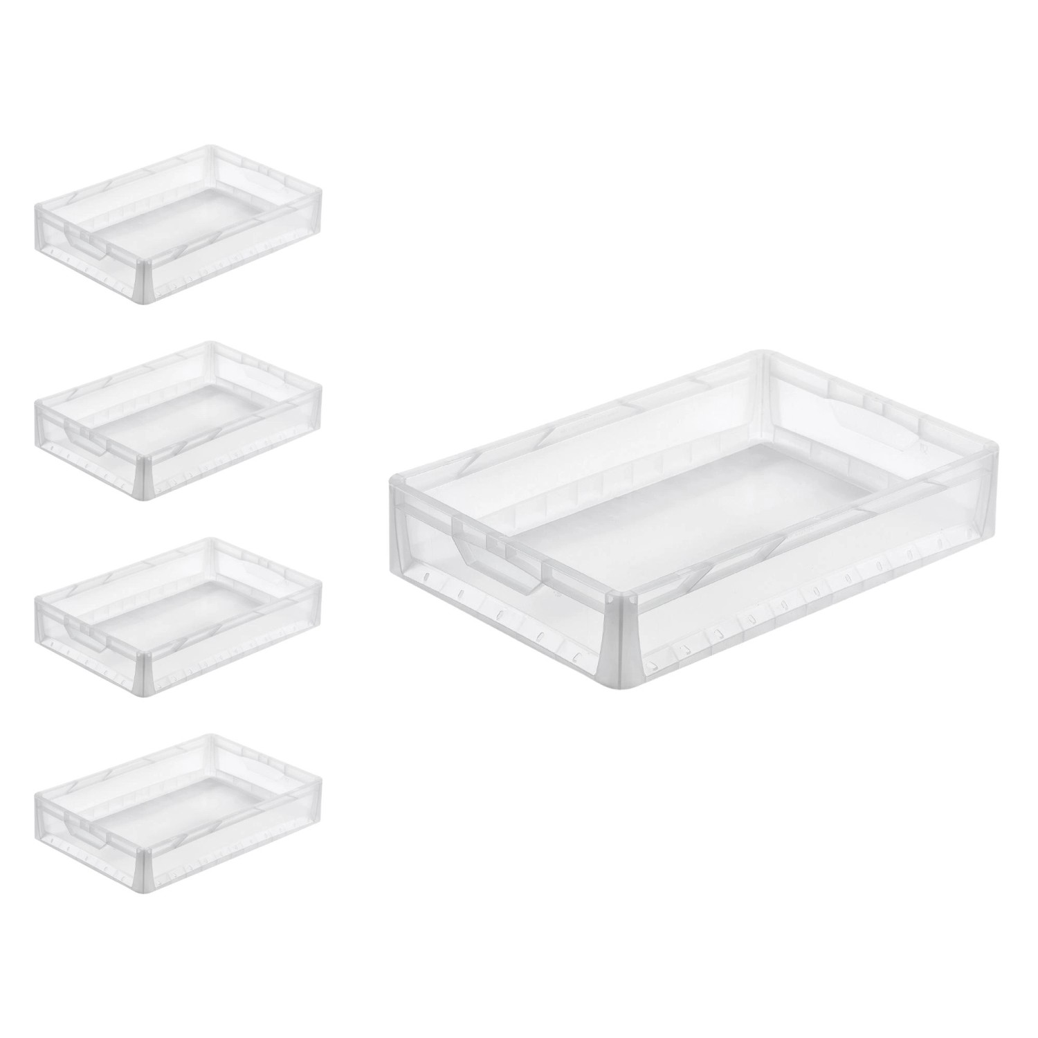 PROREGAL SuperSparSet 5x Transparenter Eurobehälter LightLine mit Offenem Griff und Scharnierdeckel HxBxT 12 x 40 x 60 cm 24 Liter Eurobox PROREGAL SuperSparSet 5x Transparenter Eurobehälter LightLine mit Offenem Griff und Scharnierdeckel HxBxT 12 x 40 x 60 cm 24 Liter Eurobox von PROREGAL