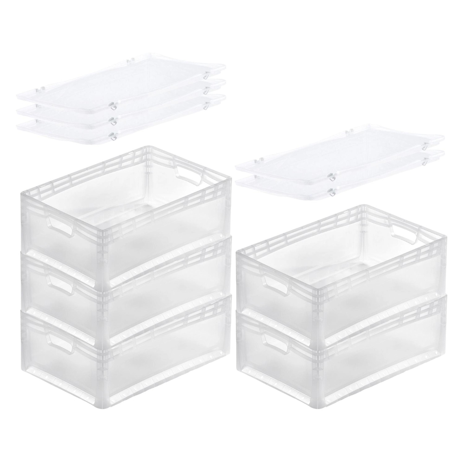PROREGAL SuperSparSet 5x Transparenter Eurobehälter LightLine mit Offenem Griff und Scharnierdeckel HxBxT22 x 40 x 60 cm 46 Liter Eurobox PROREGAL SuperSparSet 5x Transparenter Eurobehälter LightLine mit Offenem Griff und Scharnierdeckel HxBxT22 x 40 x 60 cm 46 Liter Eurobox von PROREGAL