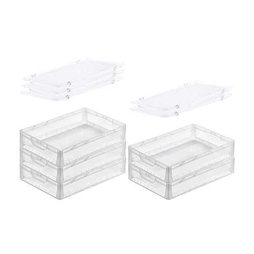 PROREGAL SuperSparSet 5x Transparenter Eurobehälter LightLine mit offenem Griff & Auflagedeckel | HxBxT 12x40x60cm | 24 Liter | Eurobox Transportbox Transportbehälter Stapelbehälter von PROREGAL