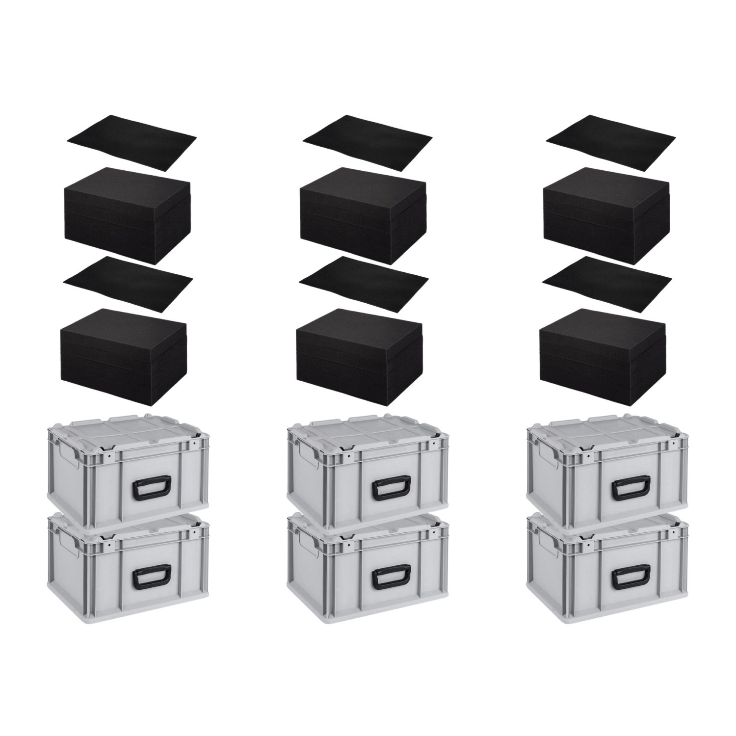 SuperSparSet 6 x Eurobox NextGen Portable Mit Rasterschaumstoff und Schaumstoffeinlage HxBxT 23,5 x 30 x 40 cm 20 Liter Eurobehälter Transportbox von PROREGAL