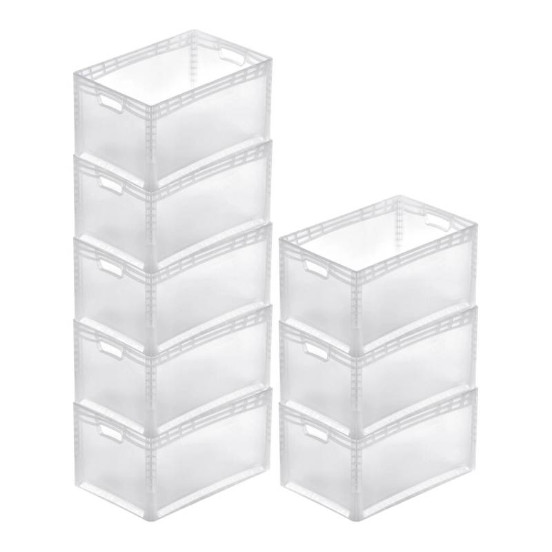 PROREGAL SuperSparSet 6x Transparenter Eurobehälter LightLine mit Offenem Griff  HxBxT 32 x 40 x 60 cm 66 Liter Eurobox Transportbox von PROREGAL