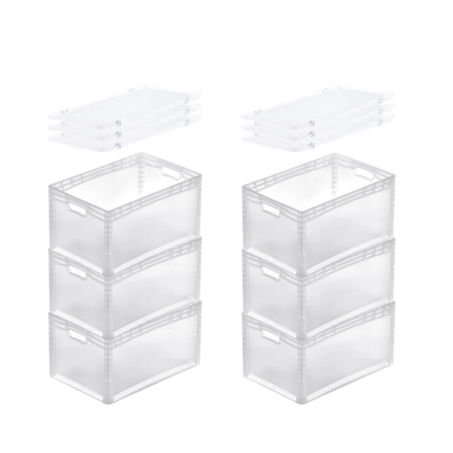PROREGAL SuperSparSet 6x Transparenter Eurobehälter LightLine mit Offenem Griff und Scharnierdeckel HxBxT 32 x 40 x 60 cm 66 Liter Eurobox PROREGAL SuperSparSet 6x Transparenter Eurobehälter LightLine mit Offenem Griff und Scharnierdeckel HxBxT 32 x 40 x 60 cm 66 Liter Eurobox von PROREGAL