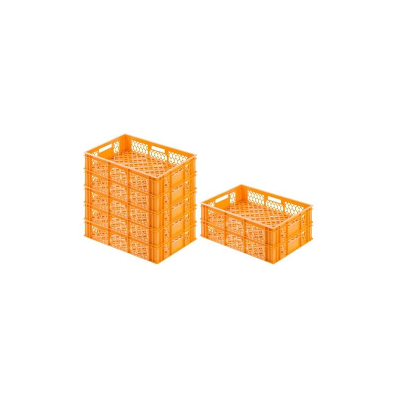 PROREGAL SuperSparSet 7 x Eurobehälter Bäcker- und Konditorenkasten HxBxT 13 x 40 x 60 24 Liter Gelb-Orange Brötchenkiste Stapelbare Bäckerkiste von PROREGAL