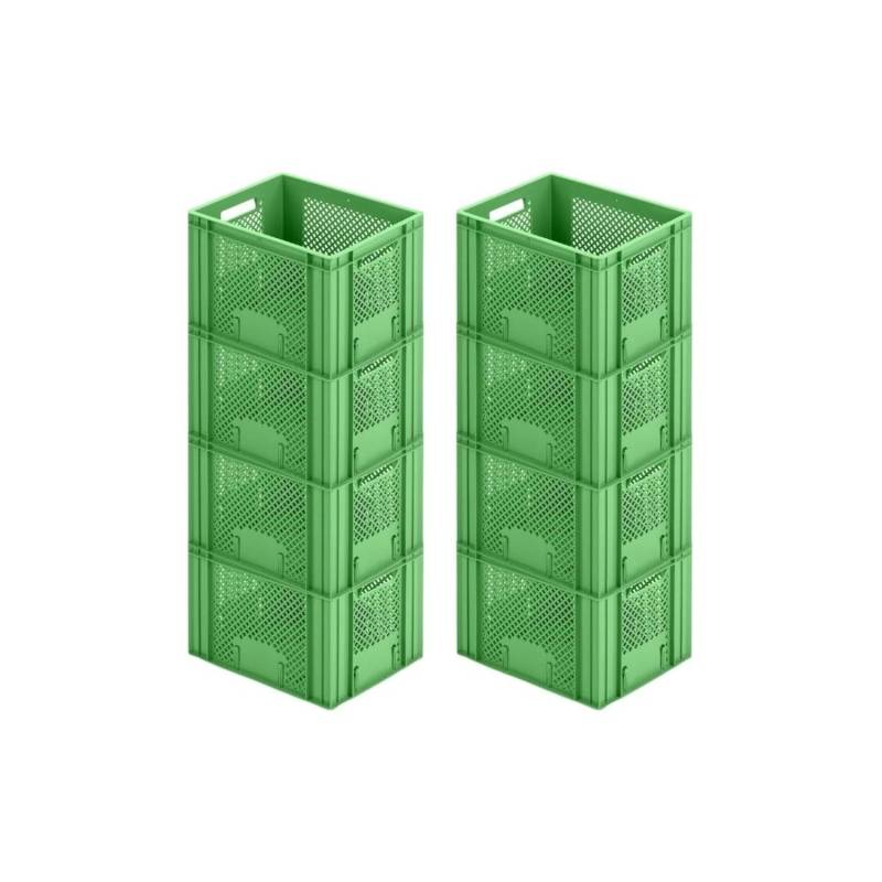 SuperSparSet 8 x Eurobehälter Obst- und Gemüsekasten HxBxT 27,2 x 30 x 40 cm 26 Liter Grün Obst-Gemüsekiste Obstkorb Transportbox von PROREGAL