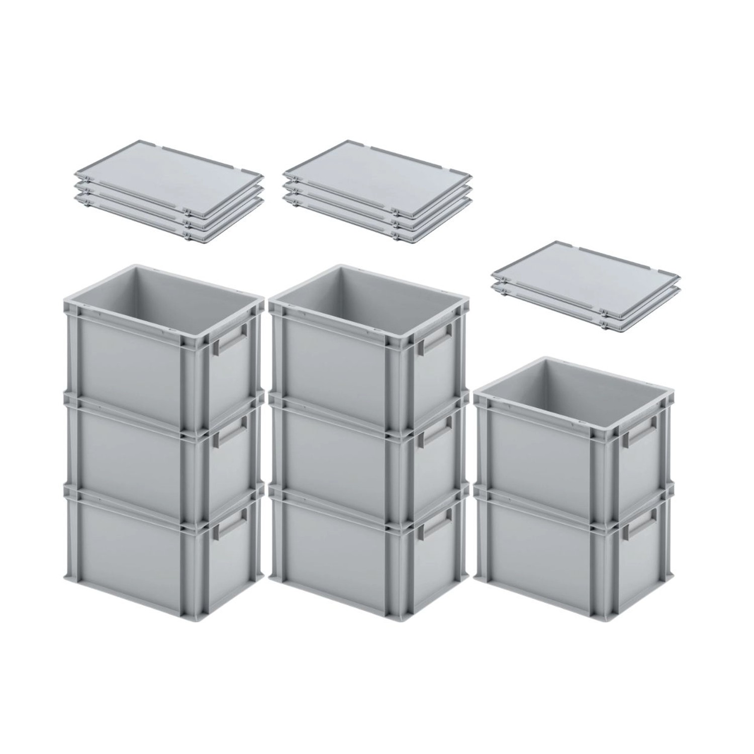 SuperSparSet 8 x Eurobehälter Mit Geschlossenem Griff und Scharnierdeckel HxBxT 23,5 x 30 x 40 cm 22 Liter Grau Eurobox Transportbox SuperSparSet 8 x Eurobehälter Mit Geschlossenem Griff und Scharnierdeckel HxBxT 23,5 x 30 x 40 cm 22 Liter Grau Eurobox Transportbox von PROREGAL