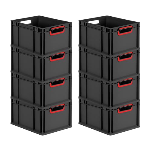 PROREGAL SuperSparSet 8x Eurobox NextGen Color | HxBxT 22x30x40cm | 20 Liter | Griffe rot offen | Schwarz | Eurobehälter, Transportbox, Transportbehälter, Stapelbehälter PROREGAL SuperSparSet 8x Eurobox NextGen Color | HxBxT 22x30x40cm | 20 Liter | Griffe rot offen | Schwarz | Eurobehälter, Transportbox, Transportbehälter, Stapelbehälter von PROREGAL
