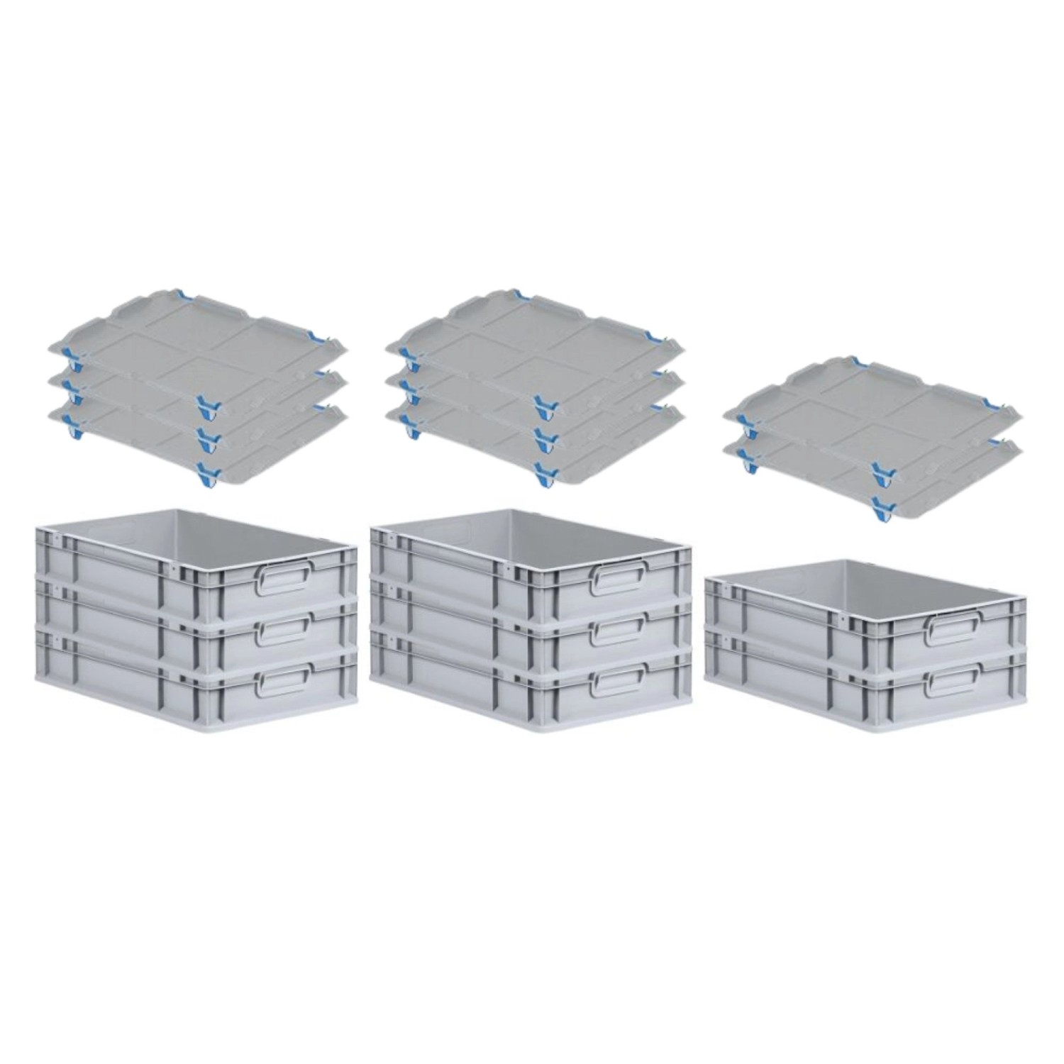 PROREGAL SuperSparSet 8x Eurobox NextGen Grip mit Auflagedeckel mit 4 Blauen Schiebeschnappverschlüssen HxBxT 12 x 40 x 60 cm 23 Liter PROREGAL SuperSparSet 8x Eurobox NextGen Grip mit Auflagedeckel mit 4 Blauen Schiebeschnappverschlüssen HxBxT 12 x 40 x 60 cm 23 Liter von PROREGAL