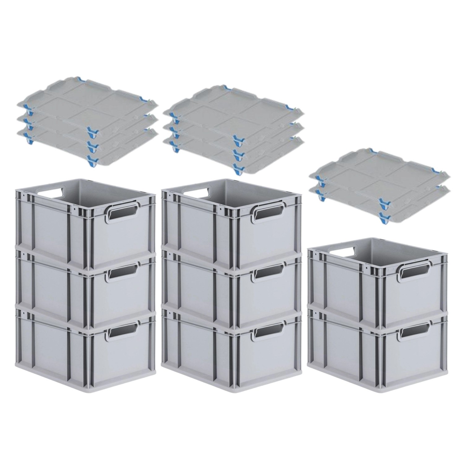 PROREGAL SuperSparSet 8x Eurobox NextGen Grip mit Auflagedeckel mit 4 Blauen Schiebeschnappverschlüssen HxBxT 22 x 30 x 40 cm 20 Liter Griffe PROREGAL SuperSparSet 8x Eurobox NextGen Grip mit Auflagedeckel mit 4 Blauen Schiebeschnappverschlüssen HxBxT 22 x 30 x 40 cm 20 Liter Griffe von PROREGAL