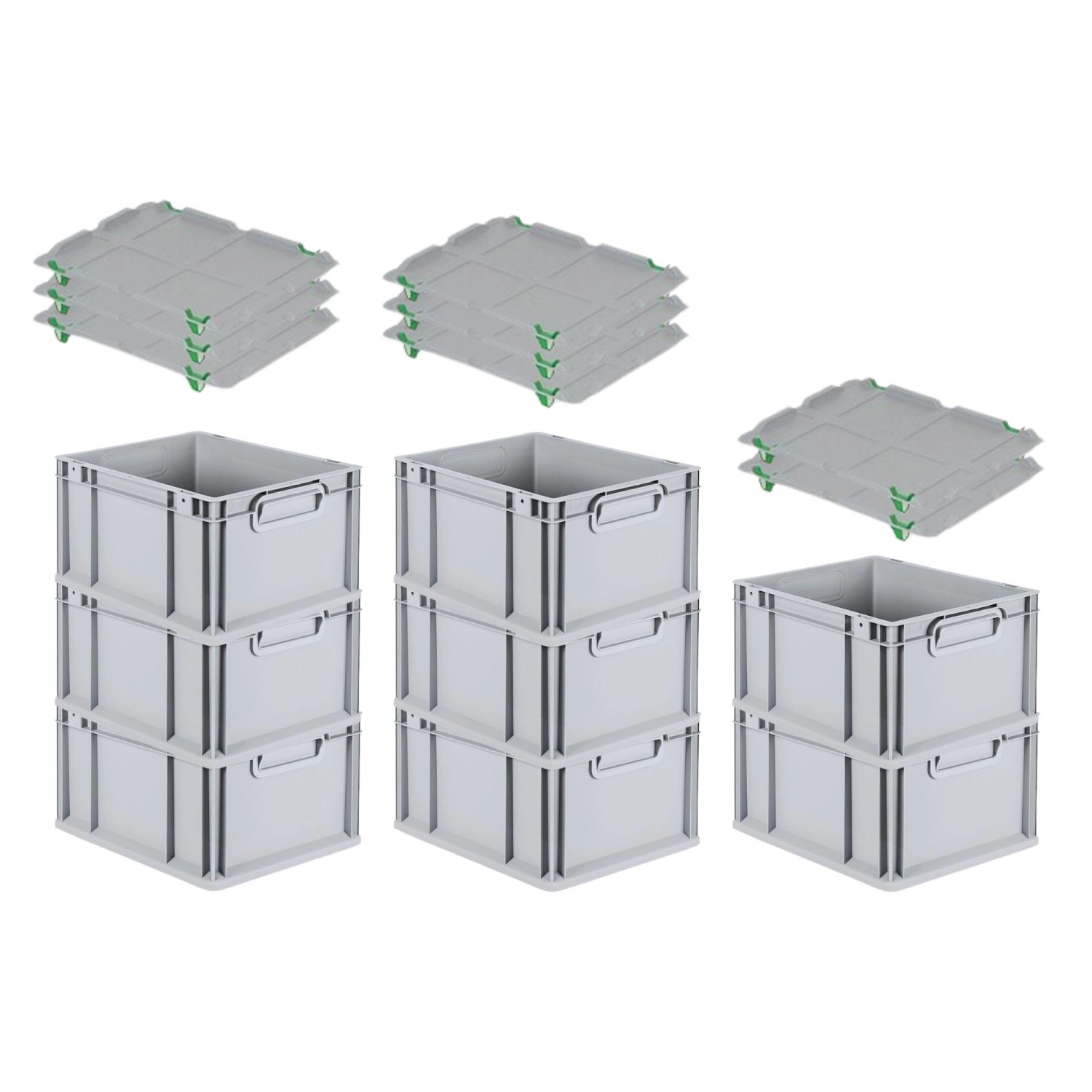 PROREGAL SuperSparSet 8x Eurobox NextGen Grip mit Auflagedeckel mit 4 Grünen Schiebeschnappverschlüssen HxBxT 22 x 30 x 40 cm 20 Liter PROREGAL SuperSparSet 8x Eurobox NextGen Grip mit Auflagedeckel mit 4 Grünen Schiebeschnappverschlüssen HxBxT 22 x 30 x 40 cm 20 Liter von PROREGAL