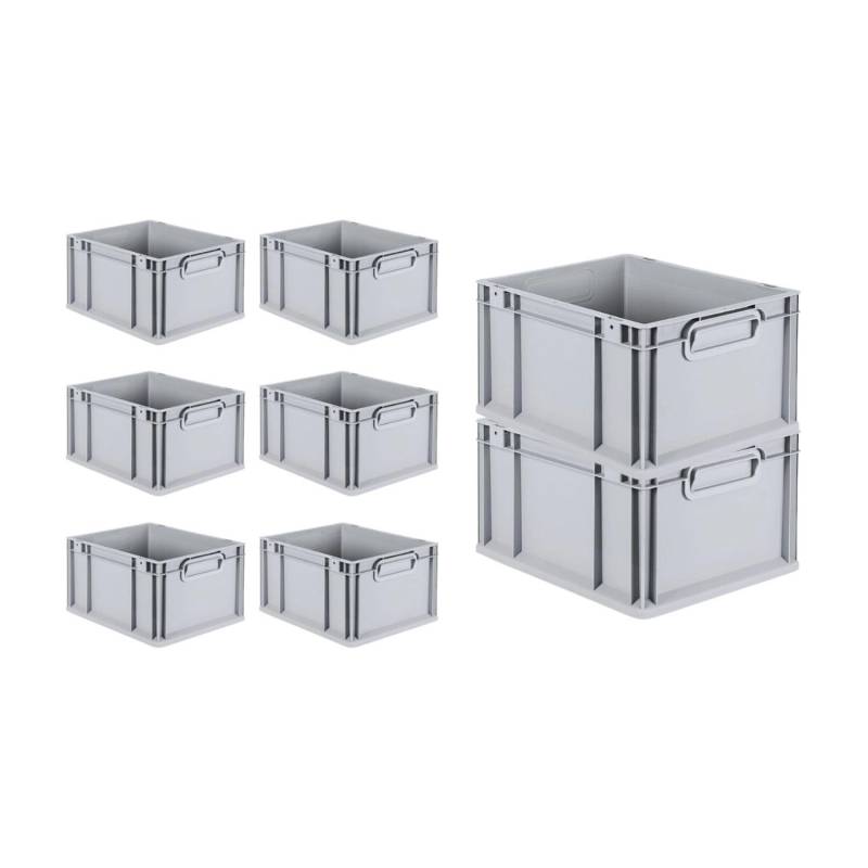 PROREGAL SuperSparSet 8x Eurobox NextGen Grip mit Scharnierdeckel und Grünen Schiebeschnappverschlüssen HxBxT 22 x 30 x 40 cm 20 Liter von PROREGAL
