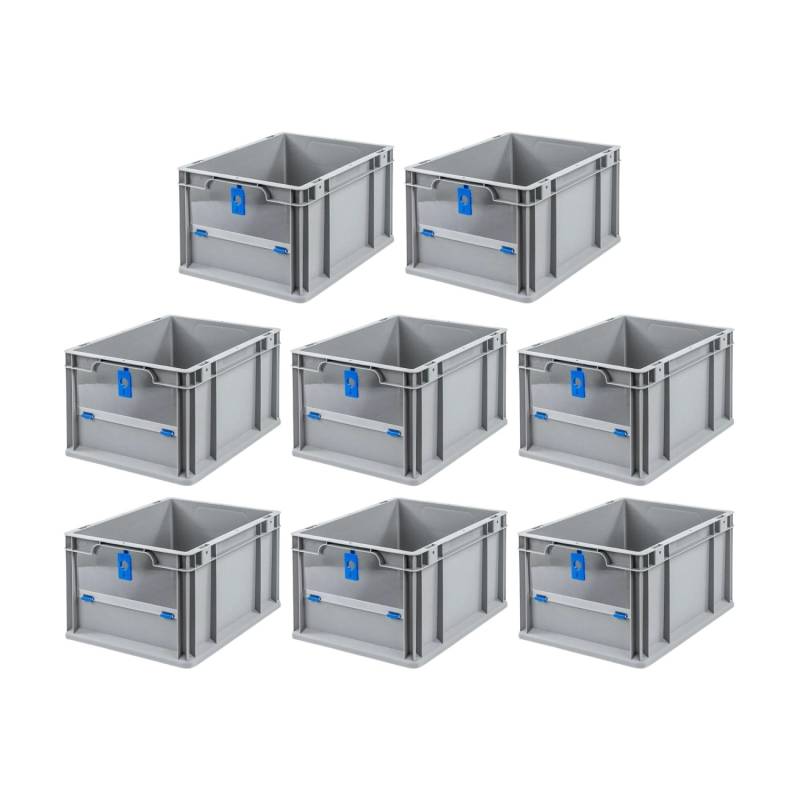 PROREGAL SuperSparSet 8x Eurobox NextGen Insight Cover HxBxT 22 x 30 x 40 20 Liter Niedrig/Blau Eurobehälter Transportbox von PROREGAL